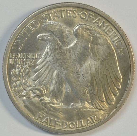 Creamy-white BU 1934-P Walking Liberty Half Dollar. Nice