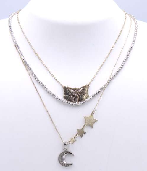 Group Lot of 3 Vintage 925 Sterling Silver Necklaces