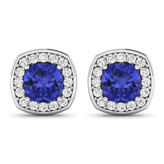 14 Kt 1.64 Ct Vivid Tanzanite & Diamond Earrings