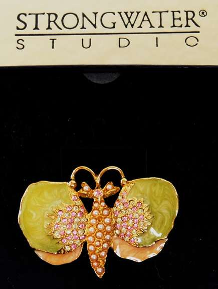 Jay Strongwater Studio Butterfly Brooch w/Box