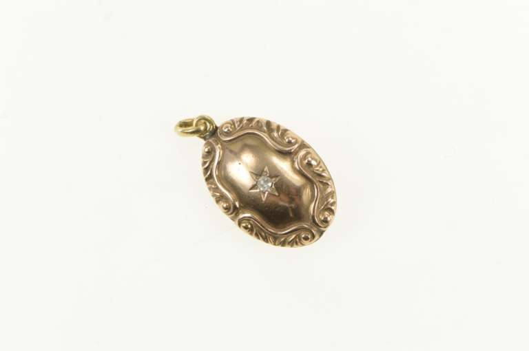 14K Yellow Gold Victorian Domed Scroll Work Vintage Charm/Pendant
