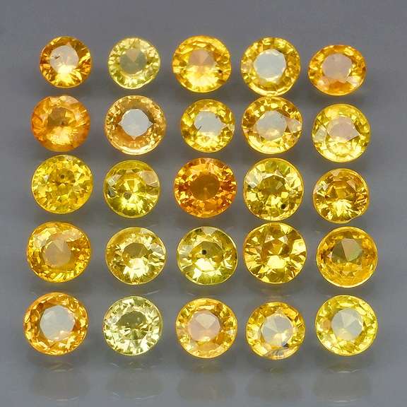 Glittering 3.15ct set of golden Songean Sapphires