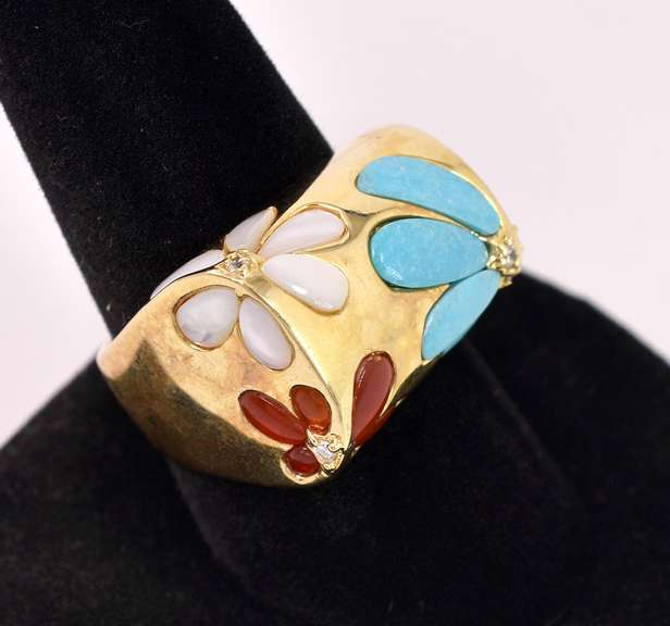 Multi-gem Vermeil/ Gold Over Sterling Ring