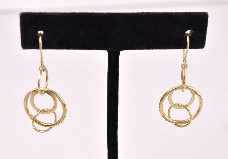 Darling Dangling Circle Earrings in 14k Yellow Gold