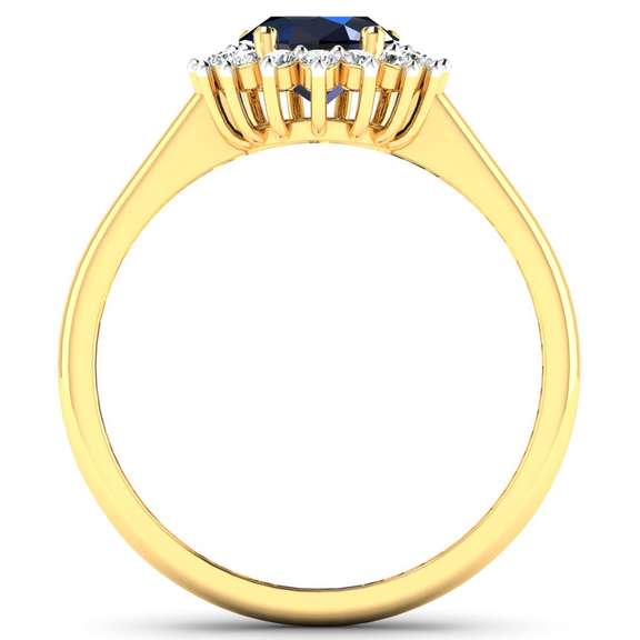 14 Kt Solid Yellow Gold Kashmir Midnight Blue Sapphire Diamond Ring