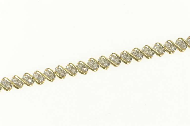 14K Yellow Gold 1.00 Ctw Diamond Zig Zag Vintage Tennis Bracelet