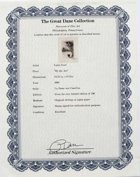 Louis Icart, 1938 original copperplate signed stamp . Erotica series