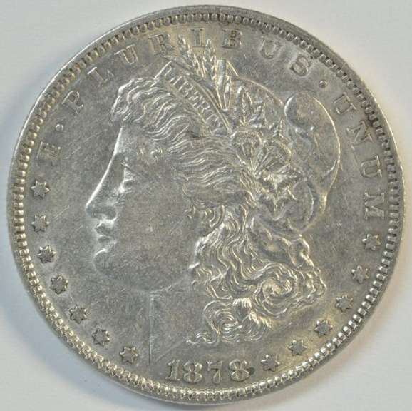 Sharp AU 1878-P (Rev of 1879) Morgan Silver Dollar.