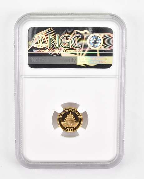 MS69 1999 China 5 Gold Yuan - Panda - Large Date - Plain 1 NGC