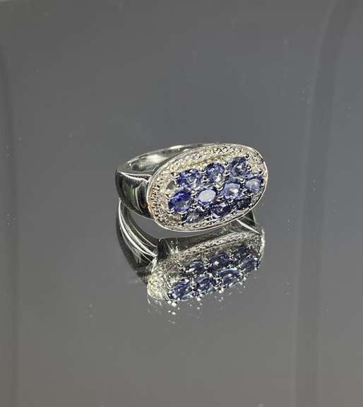 Dazzling Rhodium Plated 1.75 Cttw Natural Tanzanite Ring