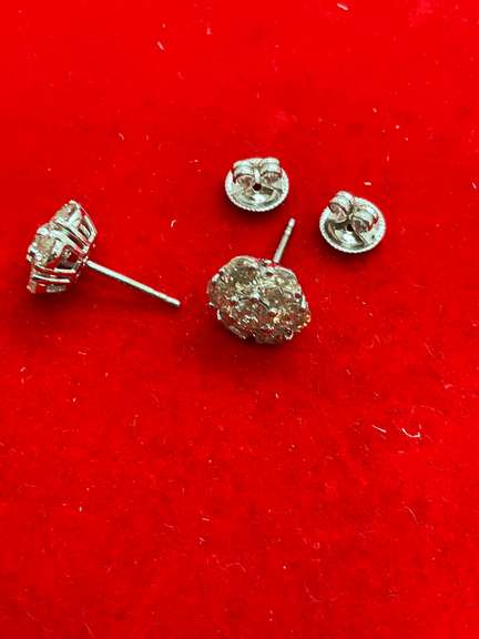 certified 14k white gold and diamond studs