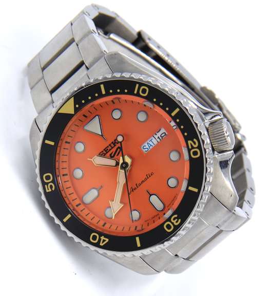 Seiko Sport Day Date Automatic Oange Dial Watch