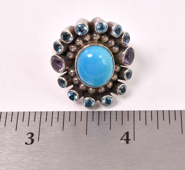 Multi-gem Sterling Silver Ring