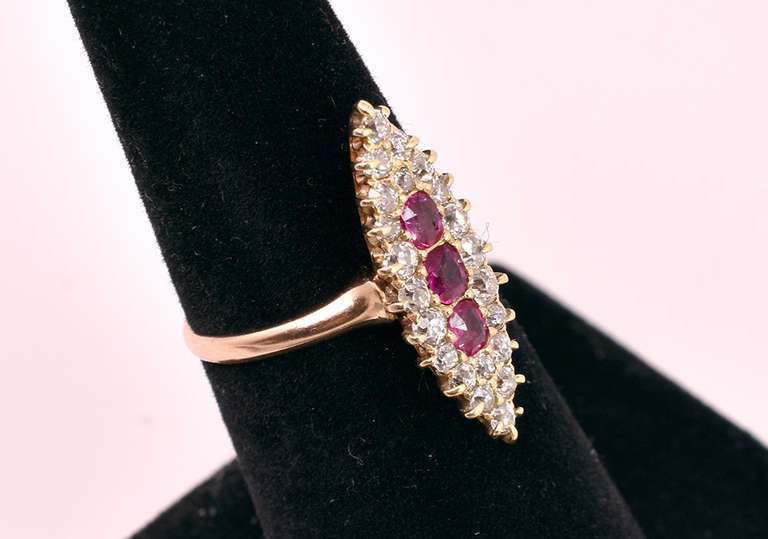 Amazing Ruby and Diamond Ring in 14K Yellow Gold