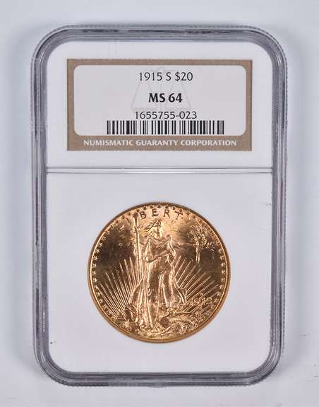 MS64 1915-S $20 Saint-Gaudens Gold Double Eagle NGC