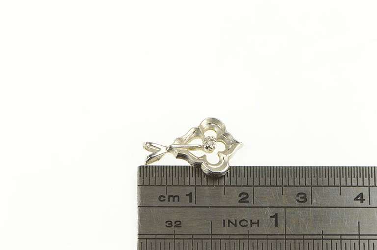 Sterling Silver Diamond Retro Ornate Damask Charm/Pendant