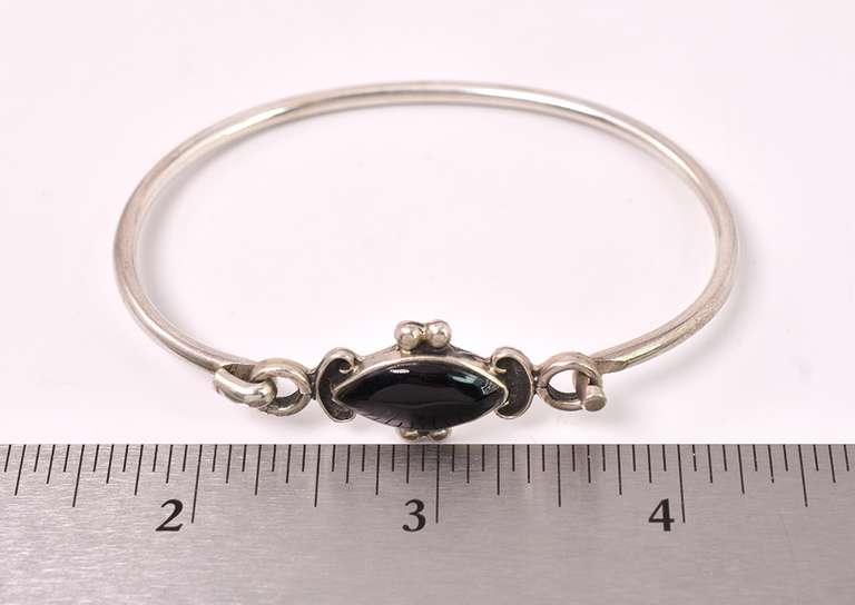 Black Gem Set In Sterling Silver Bracelet