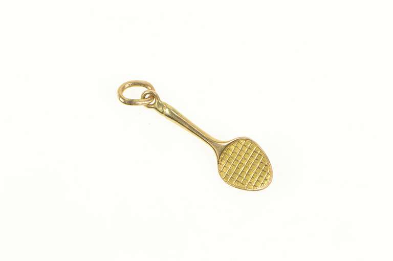 14K Yellow Gold Two Tone Tennis Racquet Racket Badminton Charm/Pendant