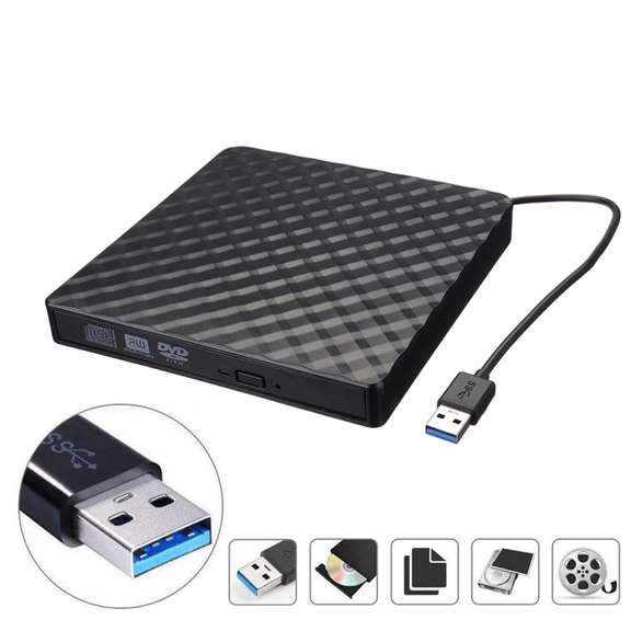 External USB3.0 DVD CD Writer Slim Optical Drive Burner
