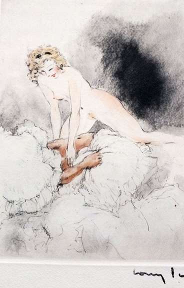 Louis Icart, 1938 original copperplate signed stamp . Erotica series
