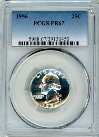 1956 Washington Quarter in PCGS PR67