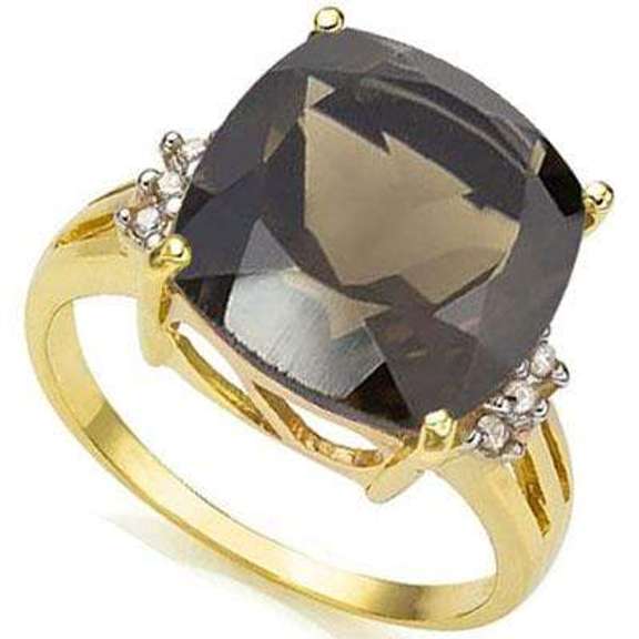 6.86 CARAT TW (7 PCS) SMOKEY TOPAZ & GENUINE DIAMOND 10K SOLID YELLOW