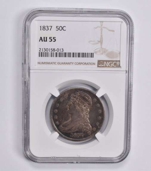 AU55 1837 Capped Bust Half Dollar NGC