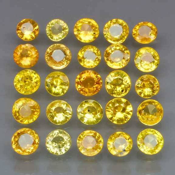 Glittering 3.15ct set of golden Songean Sapphires