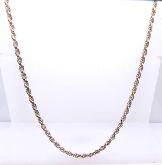 Vintage Italian 925 Sterling Silver Rope Chain Necklace