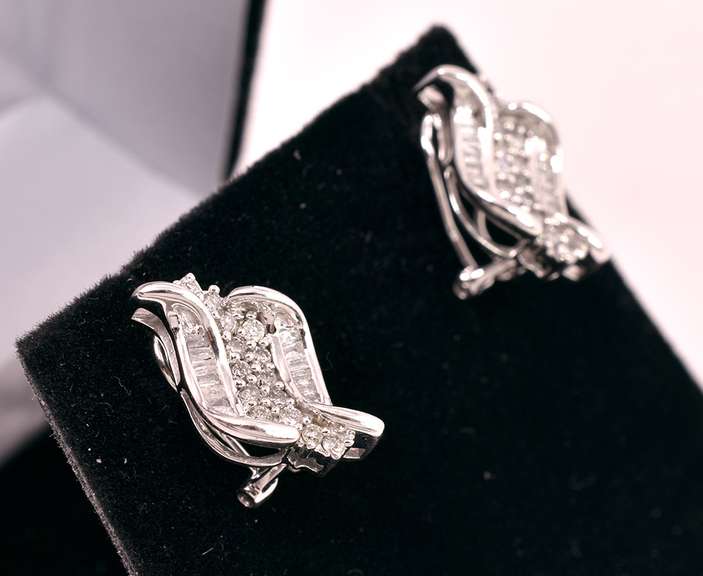 Lavish Diamond Earrings in 14K White Gold