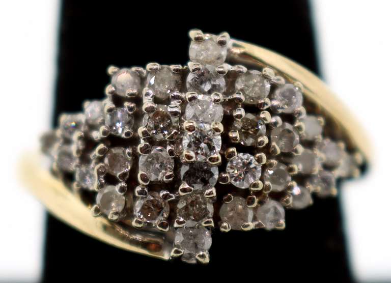 Tidal Cluster of Diamonds on 10k Gold Band