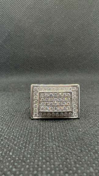 SQUARE MEN'S RING 14K WHITE GOLD WITH 1.50 CT IN DIAMONDS