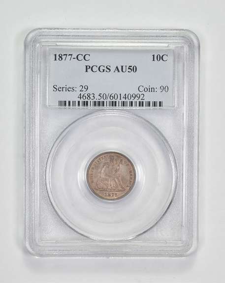 AU50 1877-CC Seated Liberty Dime - Graded PCGS