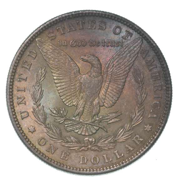 1885 Morgan Silver Dollar Toned Great Rainbow Color!