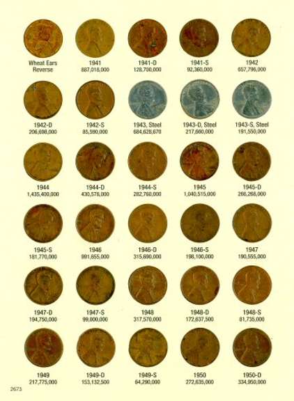 Set of Lincoln Wheat Cents 1941-1974-S in Album