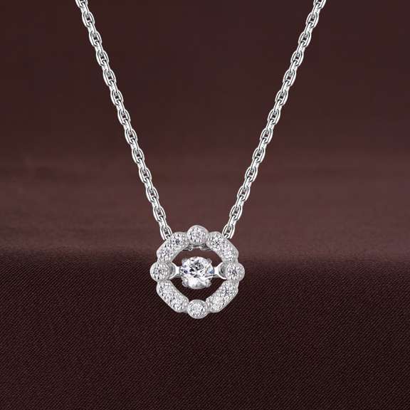 Cute platinum over 925 sterling silver with dancing stone pendant