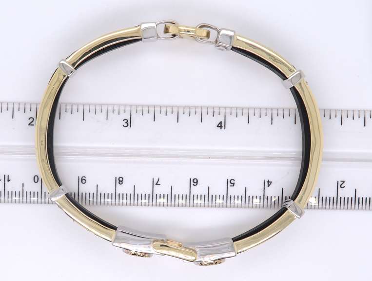 Handsome Two Tone Gold Hardware Medusa Head Gent's Bracelet