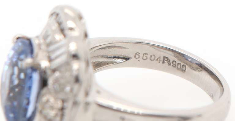 Exceptional Platinum Blue Sapphire and Diamond Cocktail Ring