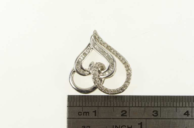 Sterling Silver Two Heart Curvy Diamond Love Symbol Pendant