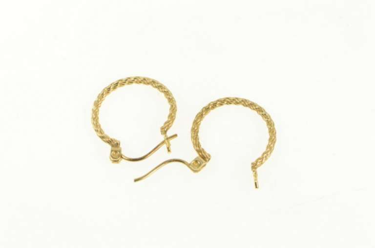 14K Yellow Gold Twist Rope Chain Pattern 15.9mm Hoop Earrings