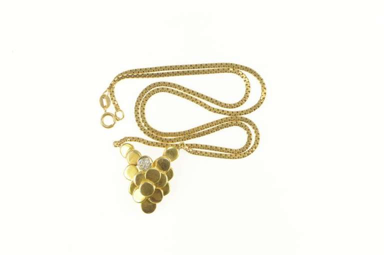 14K Yellow Gold 1950's Geometric Layered Cluster Statement Necklace