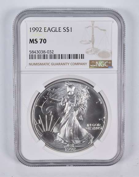 MS70 1992 American Silver Eagle NGC