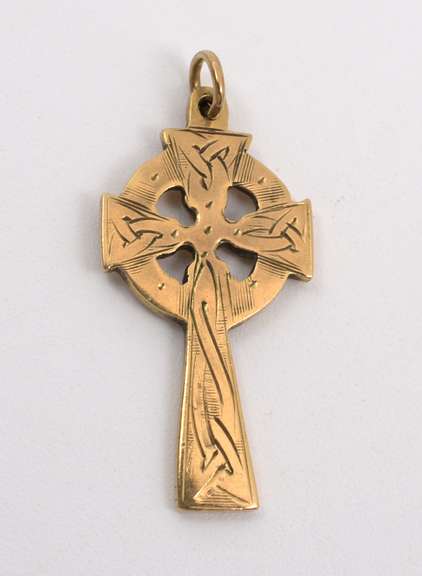 Irish Made Gold Celtic Cross Pendant