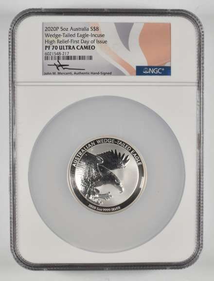 PF69UCAM 2016-P Australia 8 Dollars 5 Oz Fine Silver Signed Graded NGC