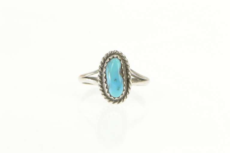 Sterling Silver Oval Turquoise Southwestern Artisan Cabochon Ring