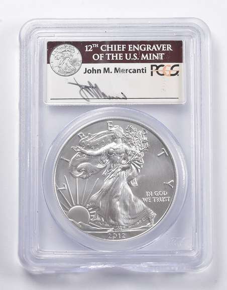 MS70 2012-W American Silver Eagle FS Signed Mercanti PCGS
