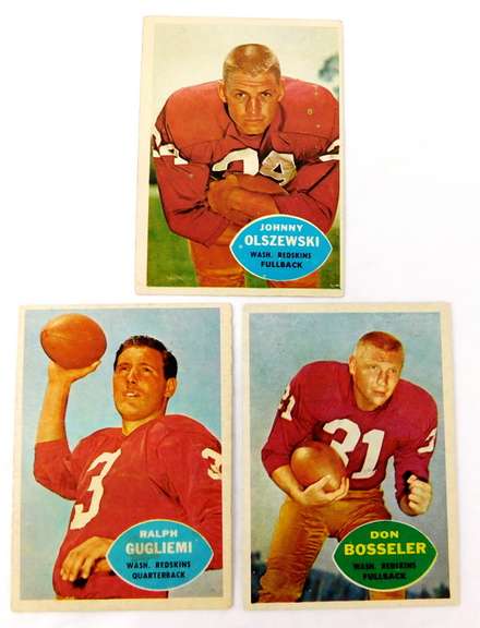 3 Washington Redskins 1960 Football Cards
