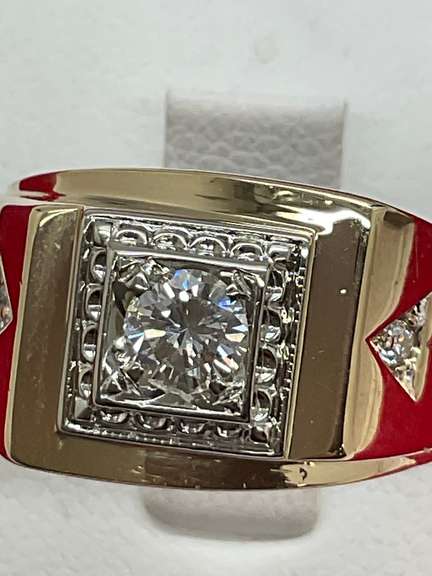 MEN'S 14K GOLD AND DIAMOND RING