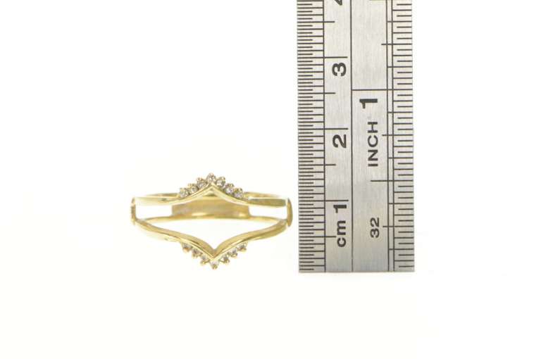 14K Yellow Gold Diamond Chevron Wrap Guard Wedding Band Ring