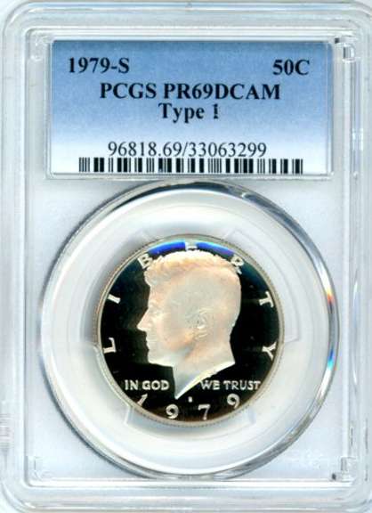 1979-S Proof Type 1 Kennedy Half Dollar in PCGS PR69RD DCAM